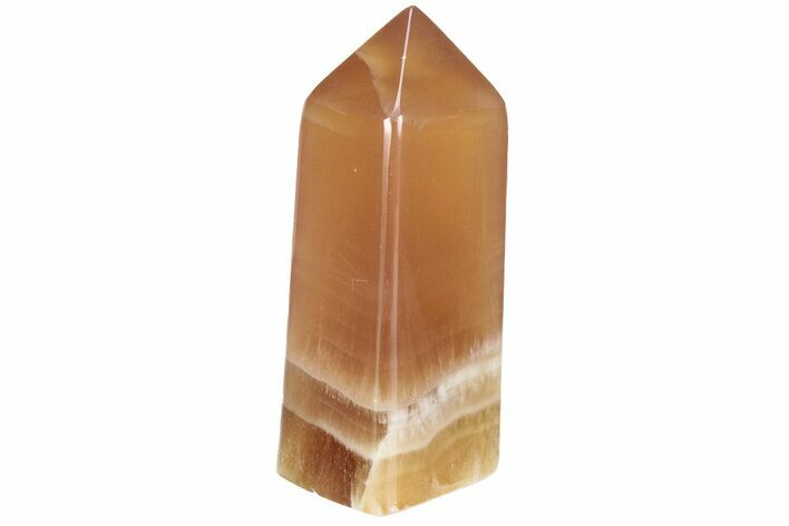 Polished, Banded Honey Calcite Obelisk #217056